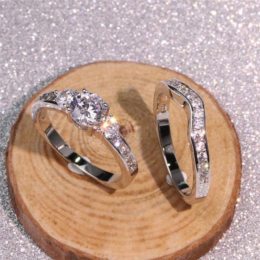 Shiny Round CZ Luxury Silver Beautiful Wedding Ring for Women, K876 - Picture 4 of 11